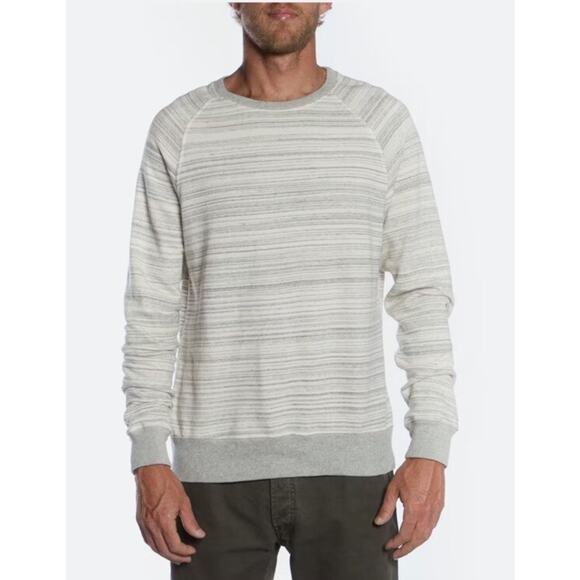 Faherty Bay Head Raglan Sweatshirt Wavy Cream Grey Stripe Terry 100% Cotton XXL - Picture 1 of 10